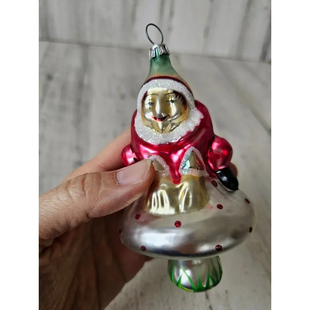 Vintage‎ glass elf mushroom ornament fairy 1992 Xmas tree